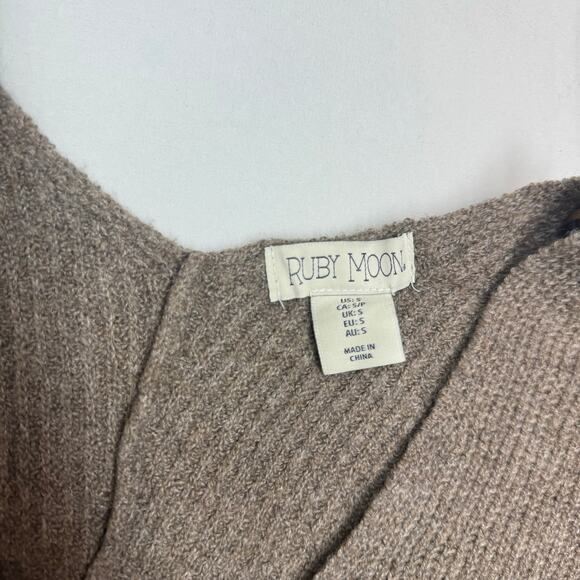 NWT Ruby Moon V Neck Ribbed Knit Sweater Small Cocoa Brown Pullover Soft Cozy - Picture 11 of 12